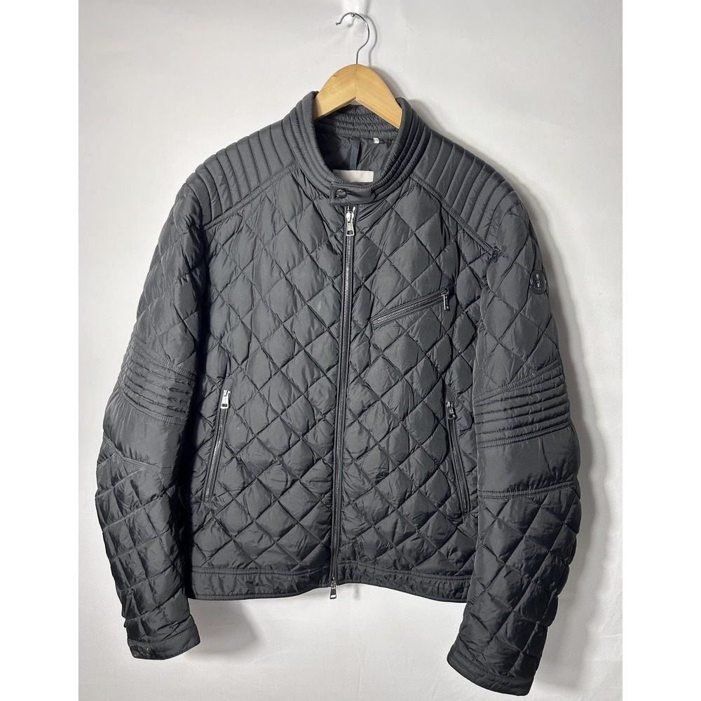 Moncler Breitman Mens Black Quilted Shell Down Biker Jacket Size 7 2XL/3XL
